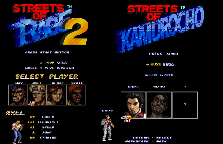 Streets of Kamurocho vs Streets of Rage 2
