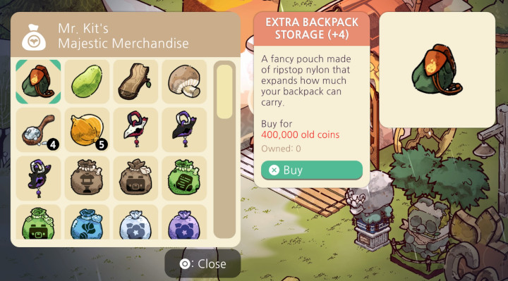 Cozy Grove - Backpack Inventory