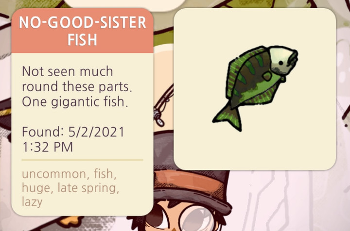 Cozy Grove - No-Good-Sister Fish
