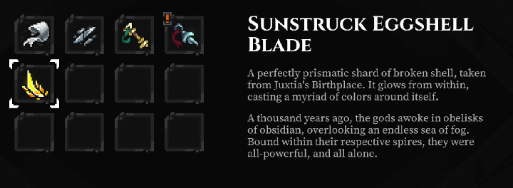 The Tarnishing of Juxtia - Sunstruck Eggshell Blade